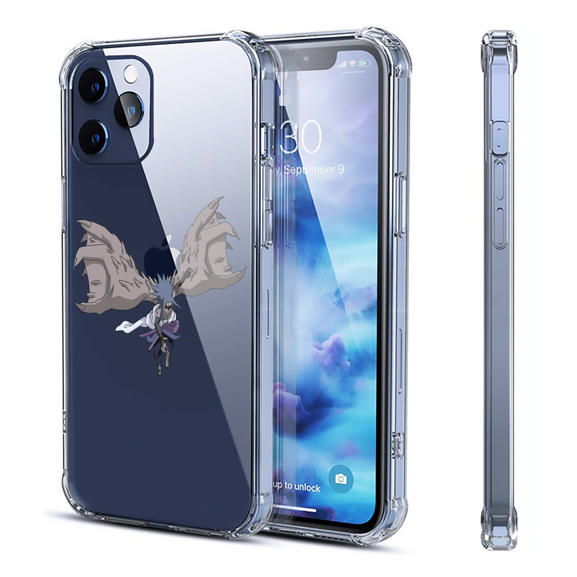 （画像用） NARUTO -ナルト- うちは サスケ Uchiha Sasuke 【iPhone 12シリーズ対応】透明スマホケース（クリアソフトケース）